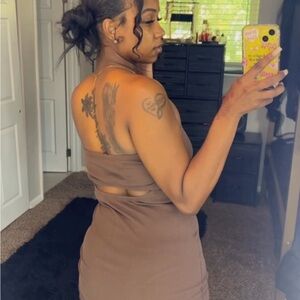 Chic Strapless Brown Dress